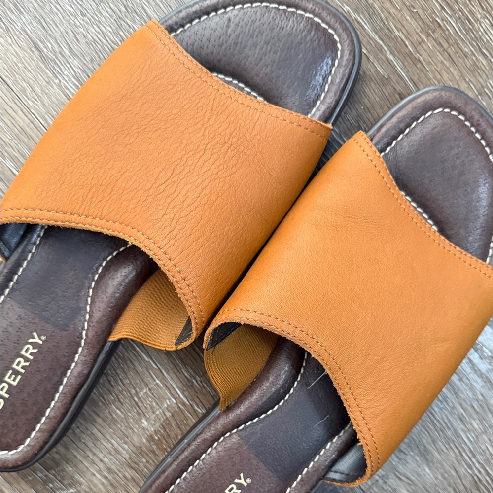 Sperry Brown Leather Slide Sandals View 4